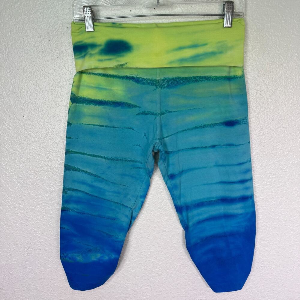 Hard Tail Forever Y2K Yoga Pants Women Large Tie Dye Fold Over Crop Pedal Pusher